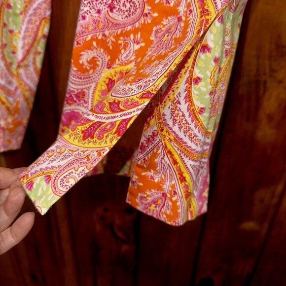 Bushwacker Boho Psychedelic Paisley Capri Pants Sz 10 Retro Y2K Festival Vibes - Picture 3 of 7